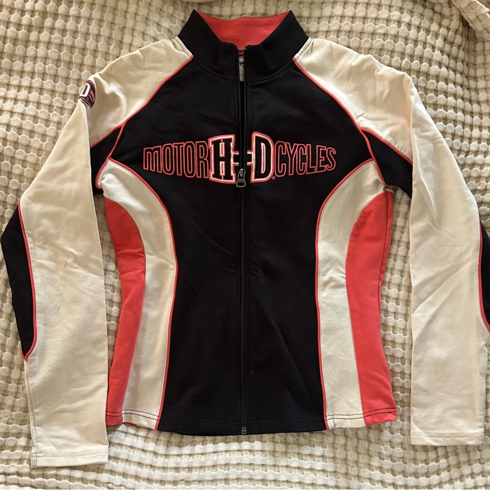 Harley-Davidson Black and White Bomber Jacket